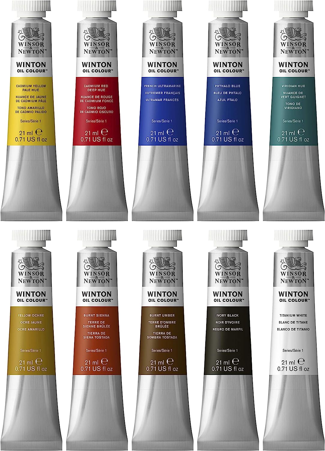 Winsor & Newton Winton Oil Color Paint, Basic Set, 10 x 21ml Tubes - Image 4